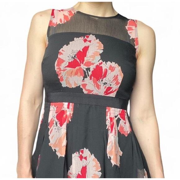 Ann Taylor black and pink floral sleeveless dress size 2P - Picture 2 of 5